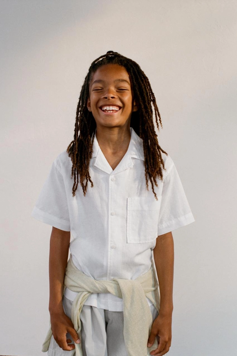 Рубашка в стиле боулинг из хлопка и льна