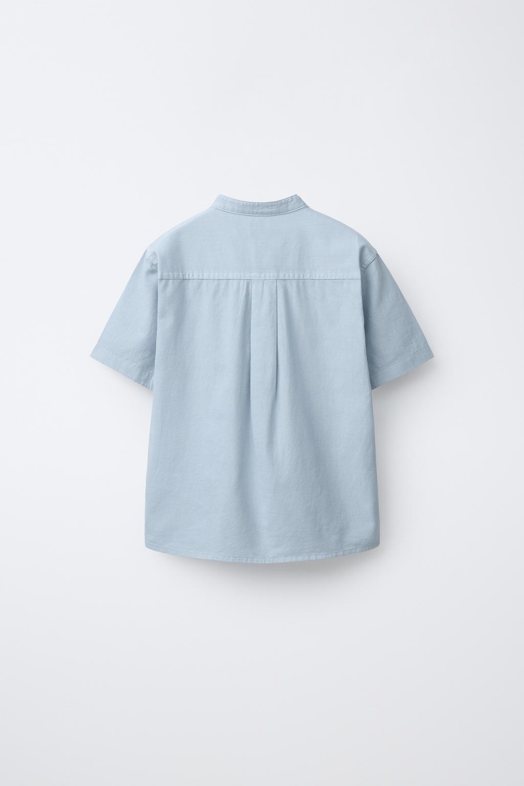 РУБАШКА С ВОРОТНИКОМ-СТОЙКОЙ ИЗ ХЛОПКА И ЛЬНА