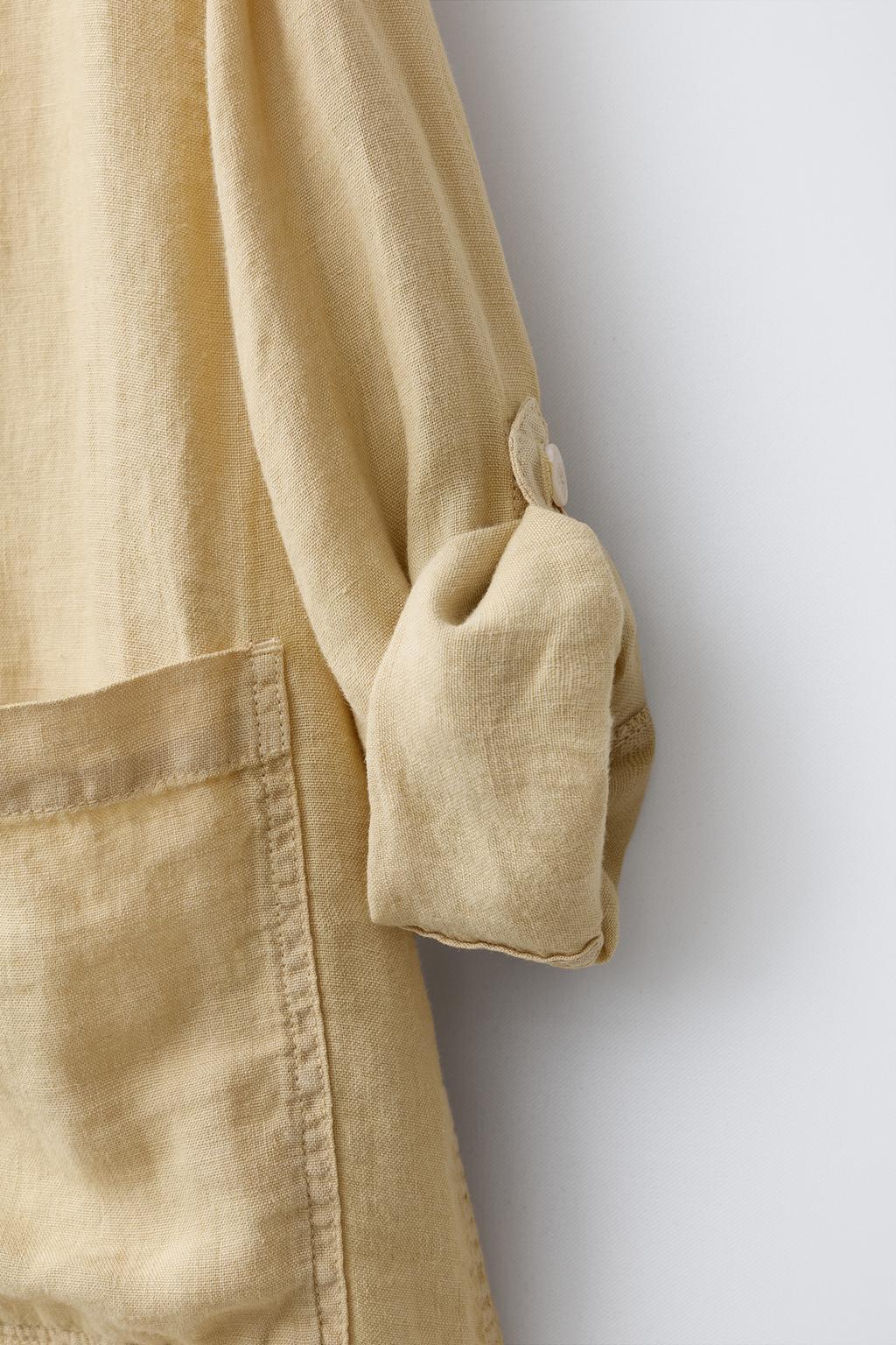 КУРТКА-РУБАШКА ИЗ 100% ЛЬНА С КАПЮШОНОМ