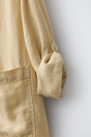Куртка-рубашка из 100% льна с капюшоном