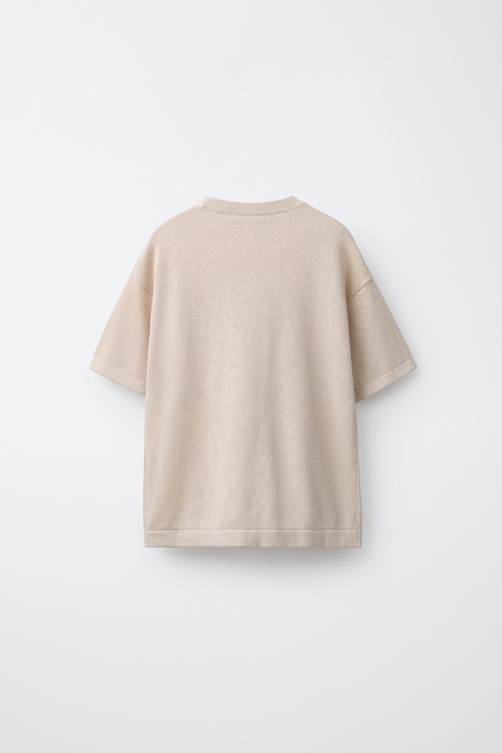 ОДНОТОННАЯ ФУТБОЛКА ИЗ ЛЬНА И ХЛОПКА