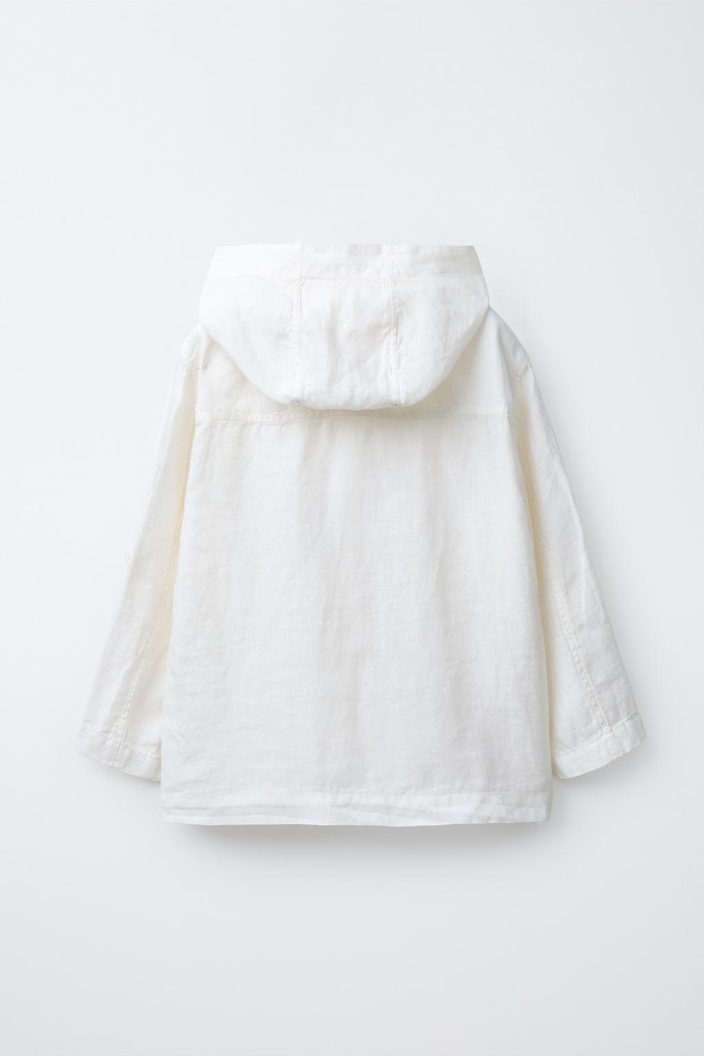 КУРТКА-РУБАШКА С КАПЮШОНОМ ИЗ 100% ЛЬНА