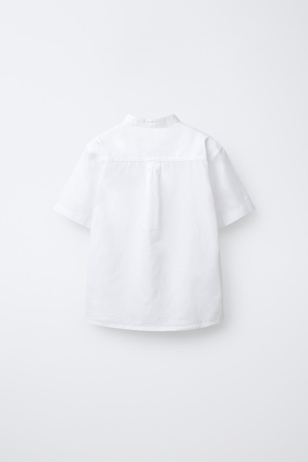 РУБАШКА С ВОРОТНИКОМ-СТОЙКОЙ ИЗ ХЛОПКА И ЛЬНА