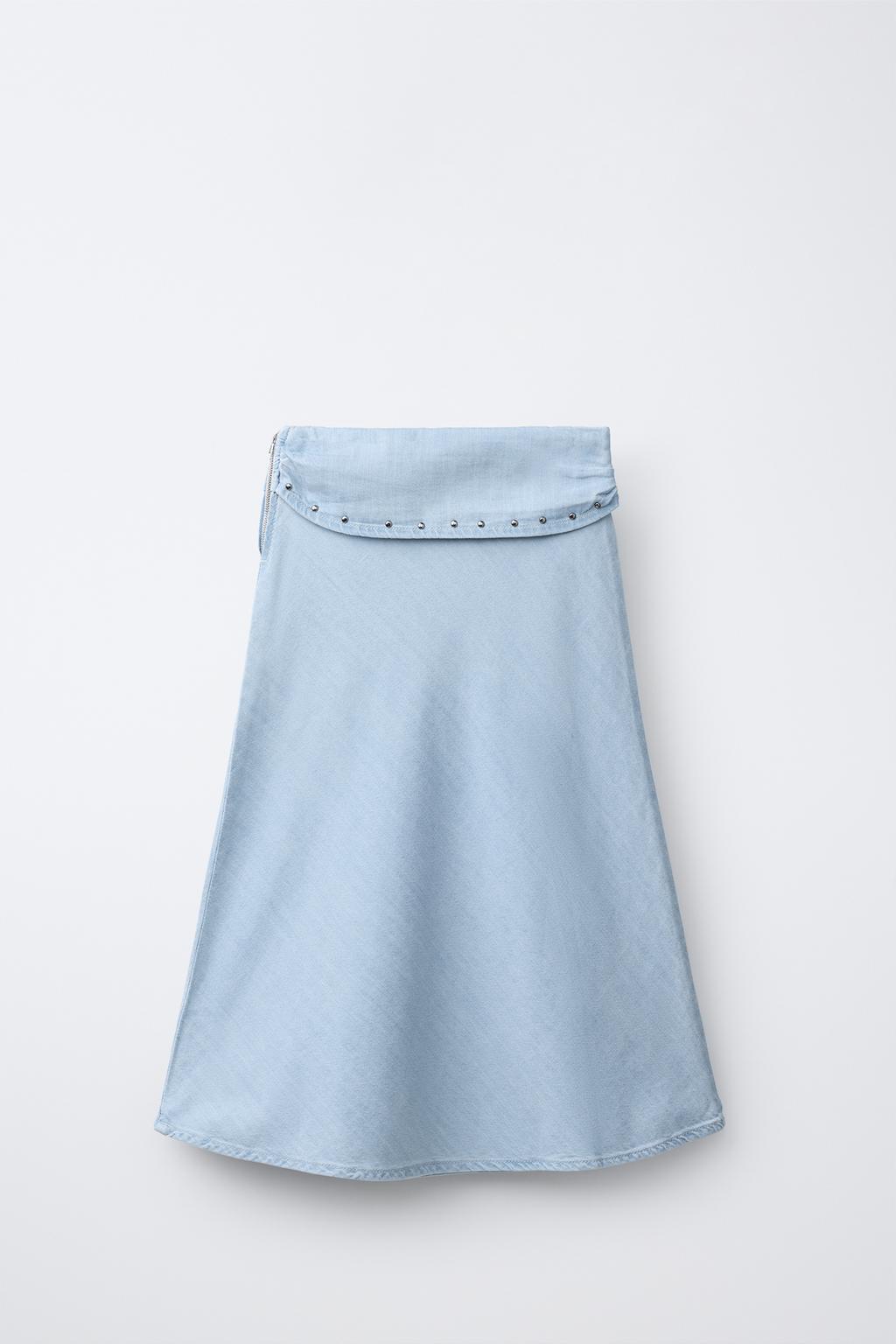 СВОБОДНАЯ ЮБКА МИДИ С ЗАКЛЕПКАМИ