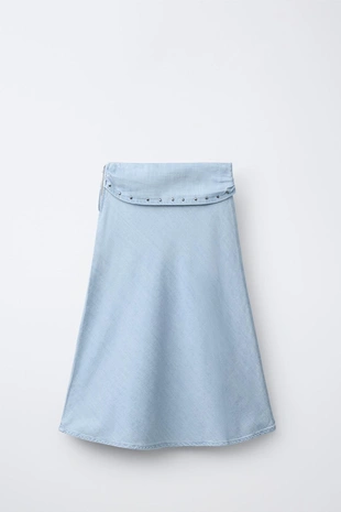 Свободная юбка миди с заклепками- Заказать в России