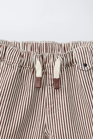 Полосатые шорты-бермуды из саржи- Заказать в России