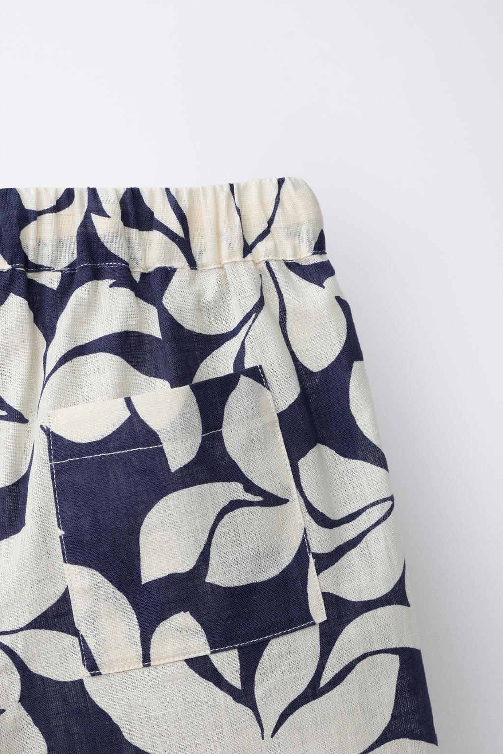 ШОРТЫ-БЕРМУДЫ С ЦВЕТОЧНЫМ ПРИНТОМ ИЗ СМЕСИ ХЛОПКА И ЛЬНА