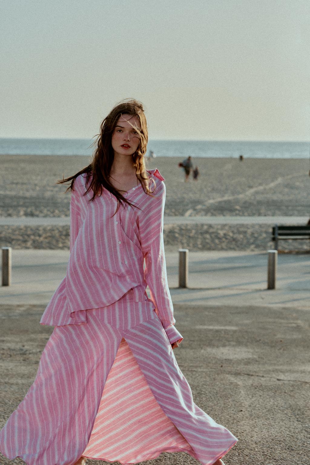 РУБАШКА ОВЕРСАЙЗ ИЗ ЛЬНА В ПОЛОСКУ