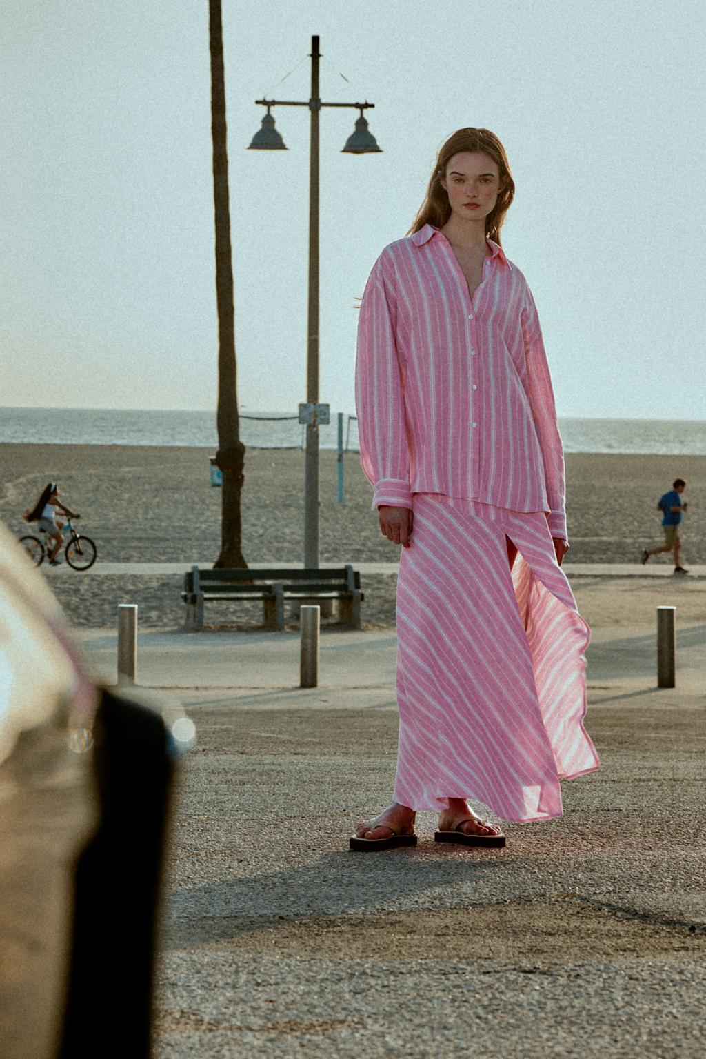 РУБАШКА ОВЕРСАЙЗ ИЗ ЛЬНА В ПОЛОСКУ