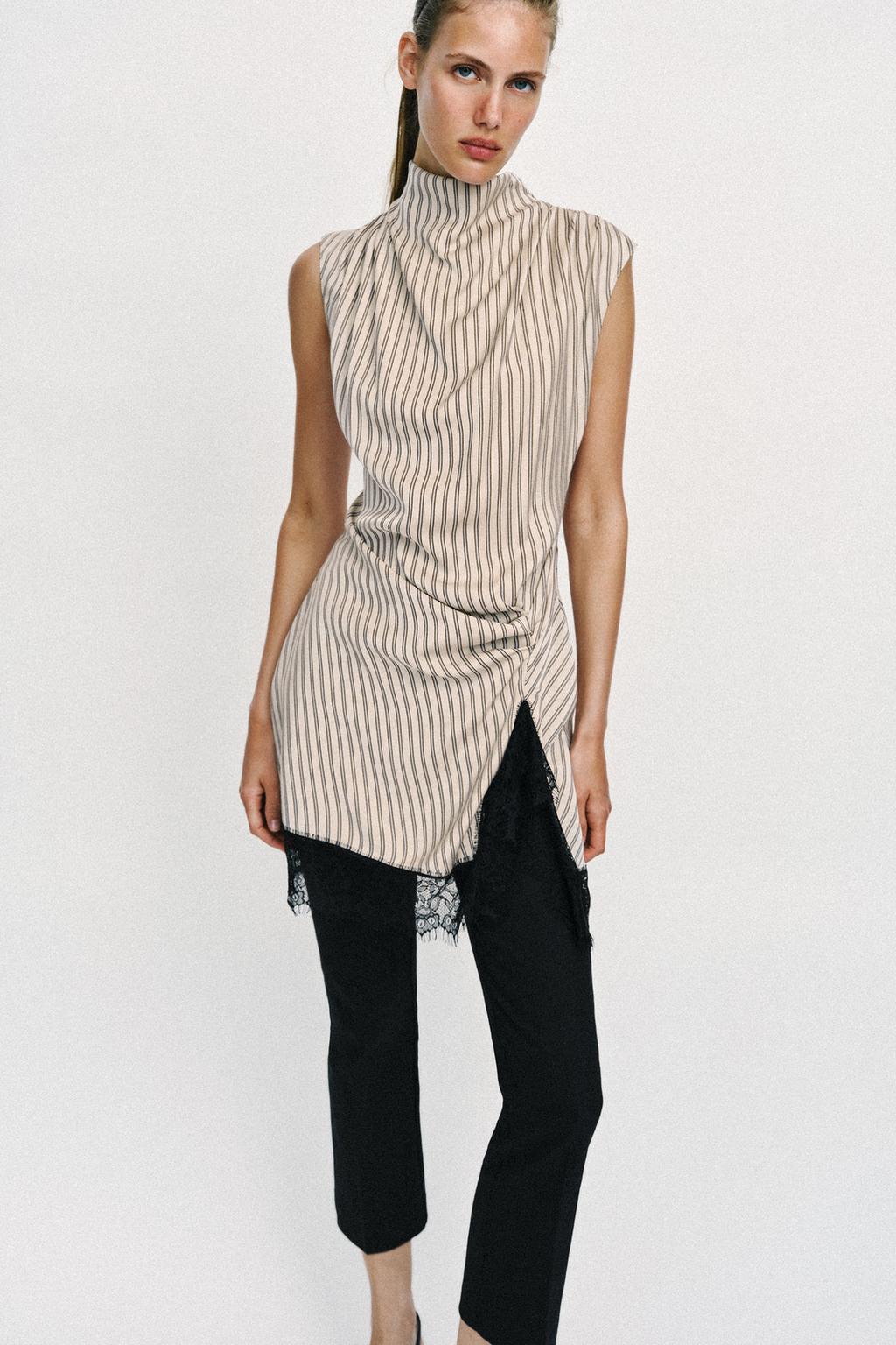 МИНИ-ПЛАТЬЕ В ПОЛОСКУ С КРУЖЕВОМ