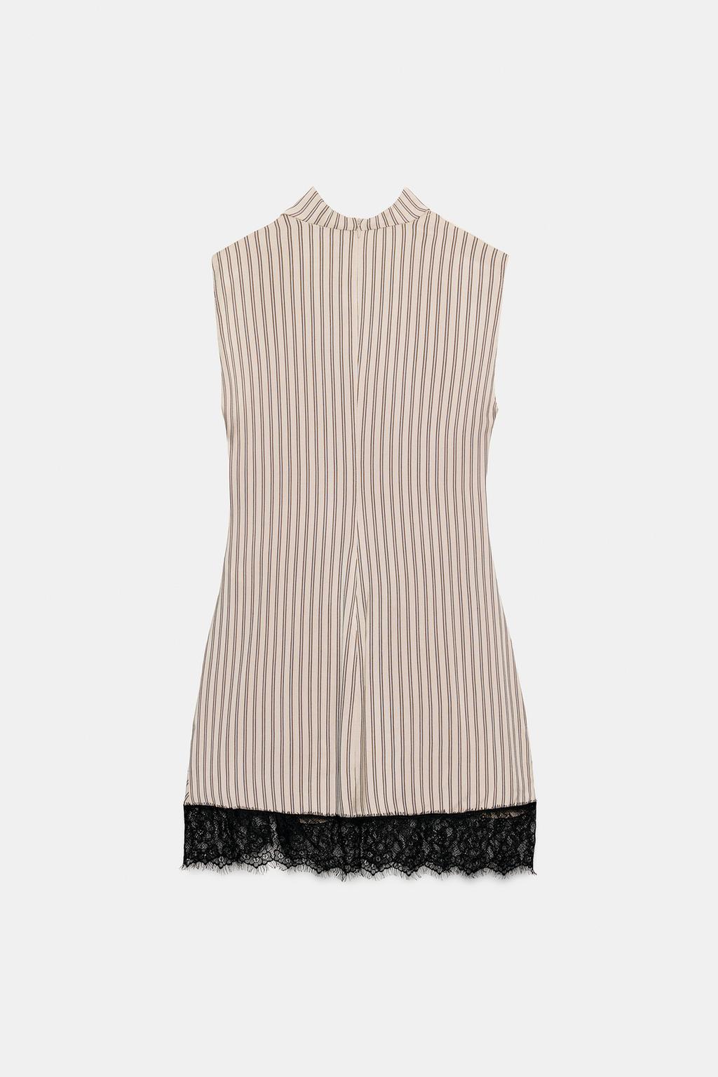 МИНИ-ПЛАТЬЕ В ПОЛОСКУ С КРУЖЕВОМ