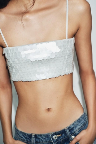 Кроп-топ с пайетками- Заказать в России