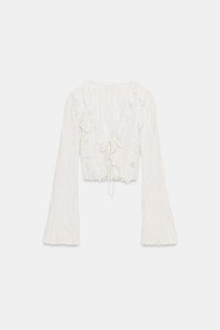 Кроп-топ с воланами и завязками- Заказать в России