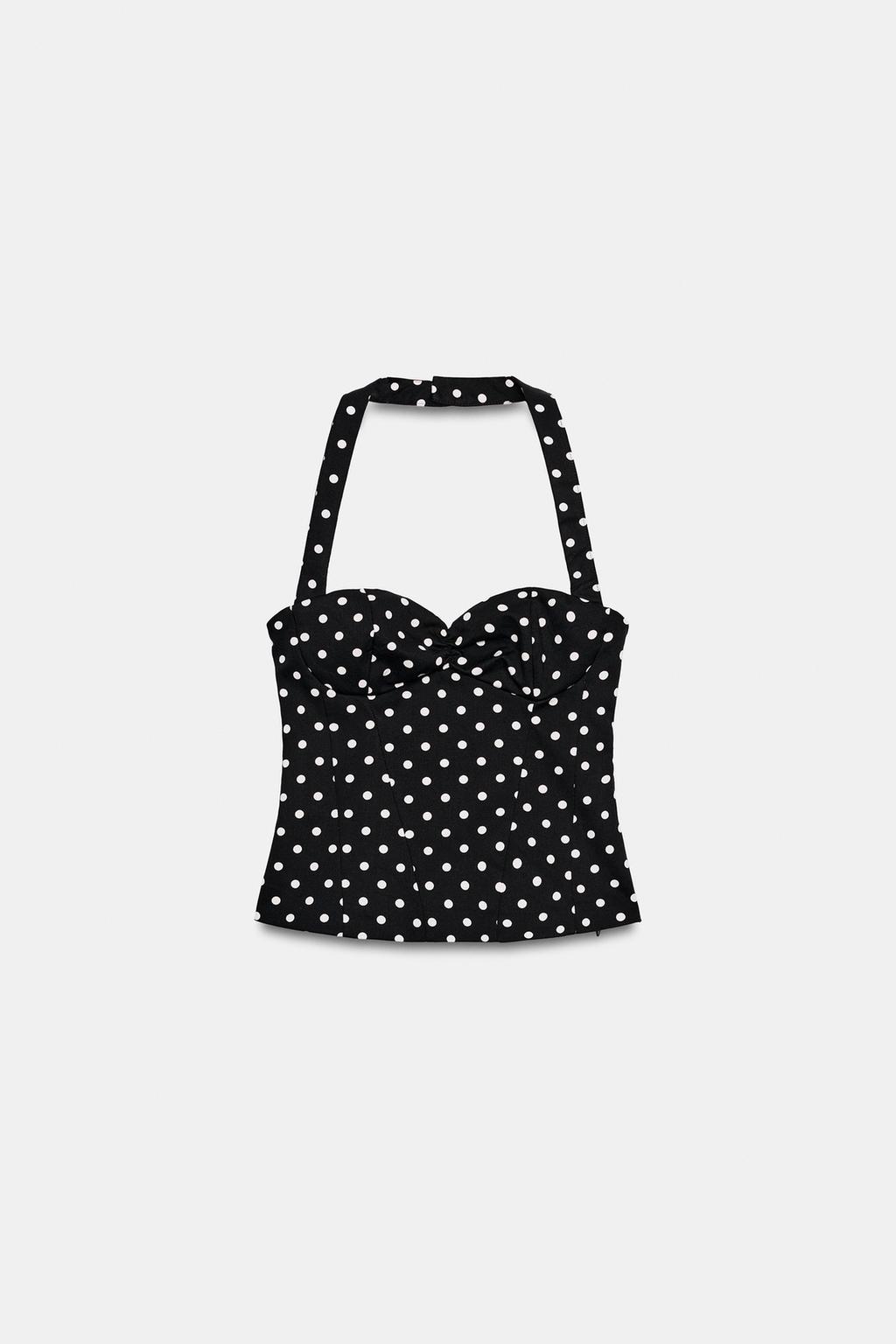 ТОП С ГОРЛОВИНОЙ ХАЛТЕР И КРУГЛЫМ ВЫРЕЗОМ В ГОРОШЕК