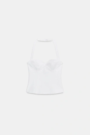 Топ с горловиной халтер и круглым вырезом- Заказать в России