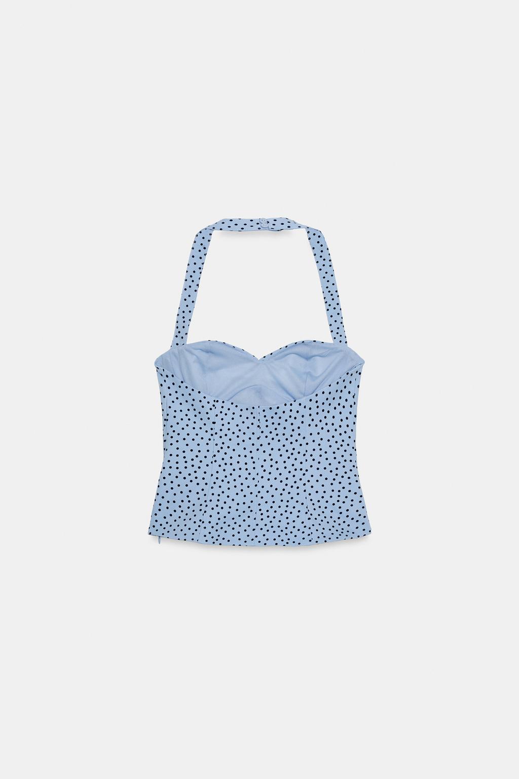 ТОП С ГОРЛОВИНОЙ ХАЛТЕР И КРУГЛЫМ ВЫРЕЗОМ В ГОРОШЕК