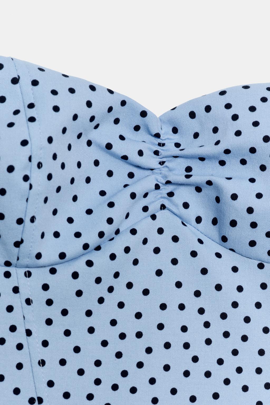 ТОП С ГОРЛОВИНОЙ ХАЛТЕР И КРУГЛЫМ ВЫРЕЗОМ В ГОРОШЕК