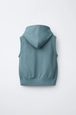 Флисовый жилет с капюшоном и надписью- Заказать в России