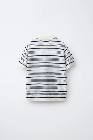 Поло в полоску из хлопка и льна- Заказать в России