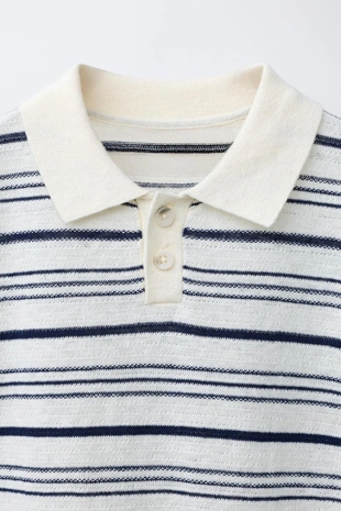 Поло в полоску из хлопка и льна- Заказать в России