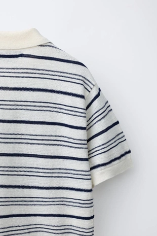 Поло в полоску из хлопка и льна- Заказать в России