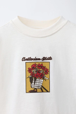 Футболка с цветочной вышивкой- Заказать в России