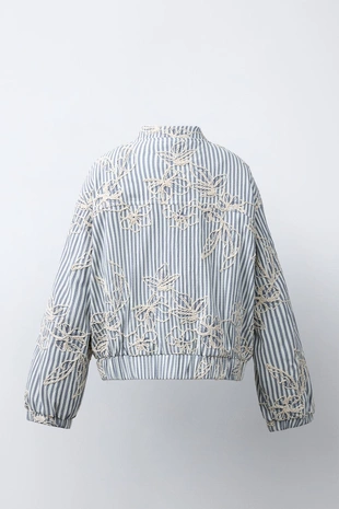 Бомбер в вышитую полоску- Заказать в России