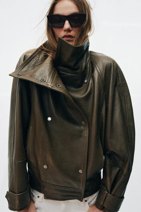 КУРТКА ОВЕРСАЙЗ ИЗ КОЖИ — коллекция Zara «ZW» лимитированная серия