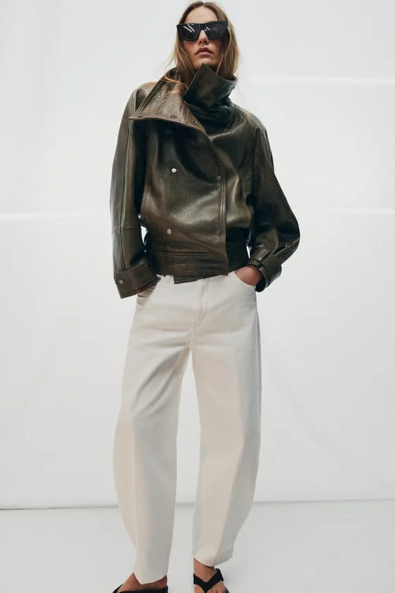 КУРТКА ОВЕРСАЙЗ ИЗ КОЖИ — коллекция Zara «ZW» лимитированная серия