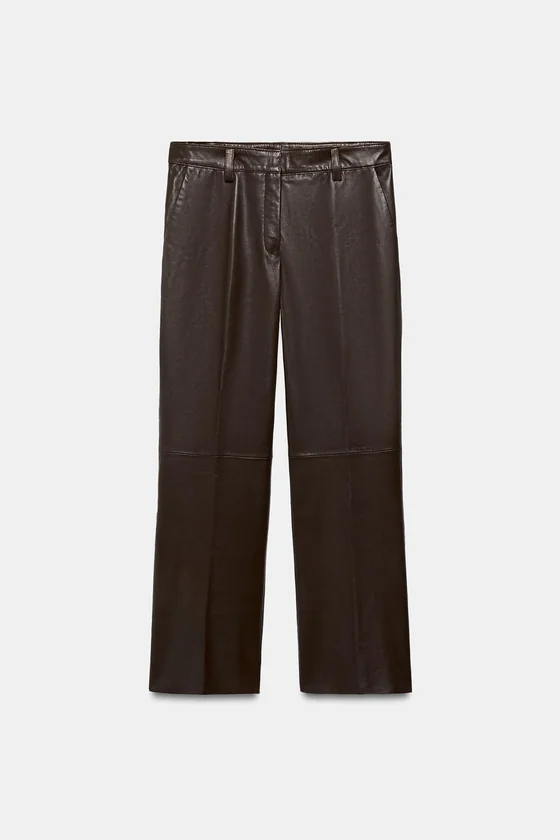 РАСКЛЕШЕННЫЕ БРЮКИ ИЗ КОЖИ — коллекция Zara «ZW» лимитированная серия