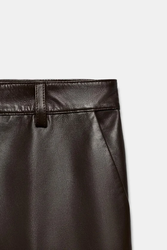РАСКЛЕШЕННЫЕ БРЮКИ ИЗ КОЖИ — коллекция Zara «ZW» лимитированная серия