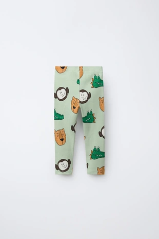 Легинсы в рубчик с анималистичным принтом- Заказать в России