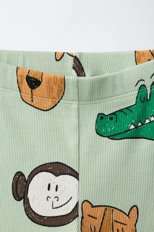 Легинсы в рубчик с анималистичным принтом- Заказать в России