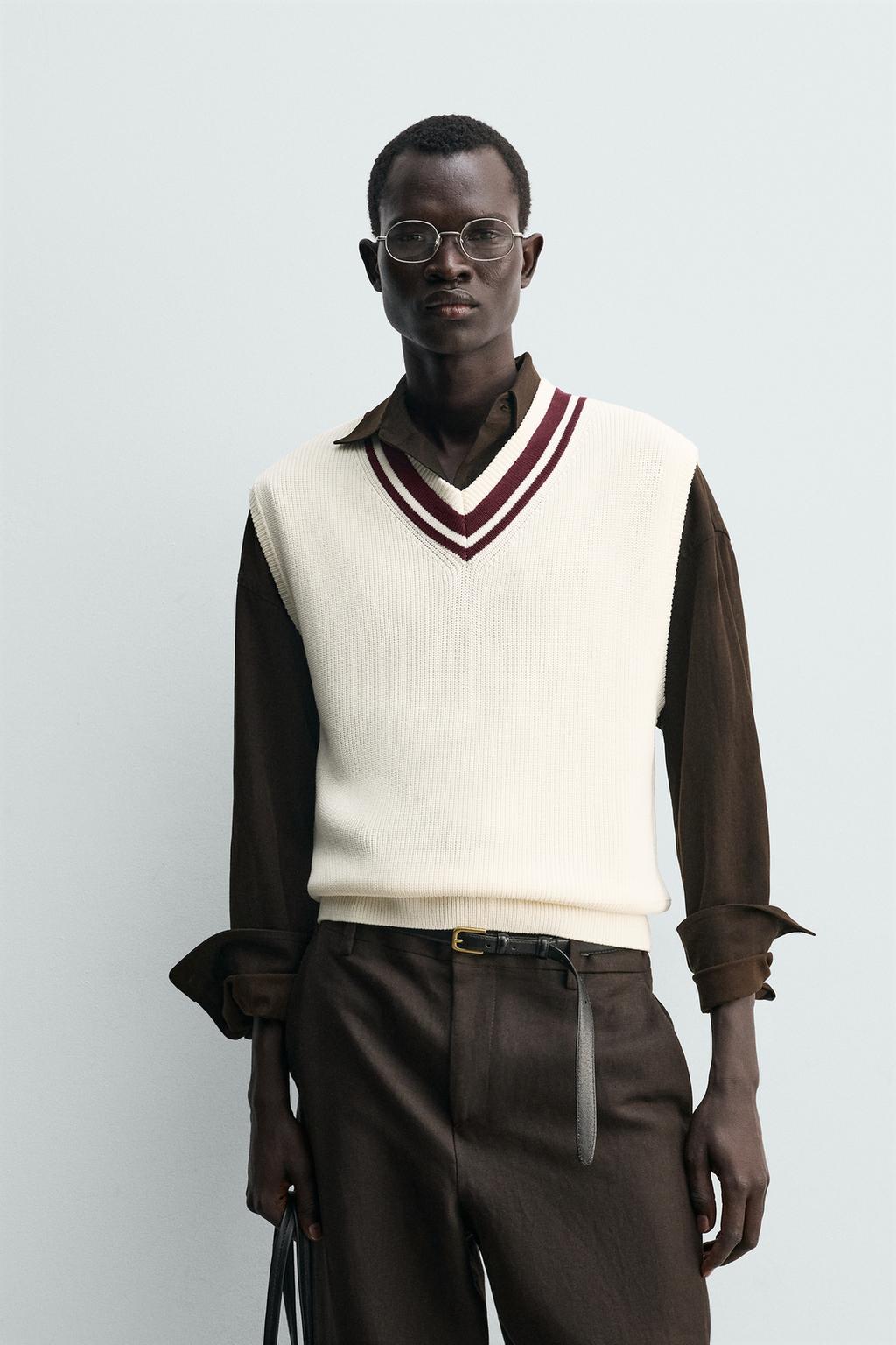 ВЯЗАНЫЙ ЖИЛЕТ В РУБЧИК