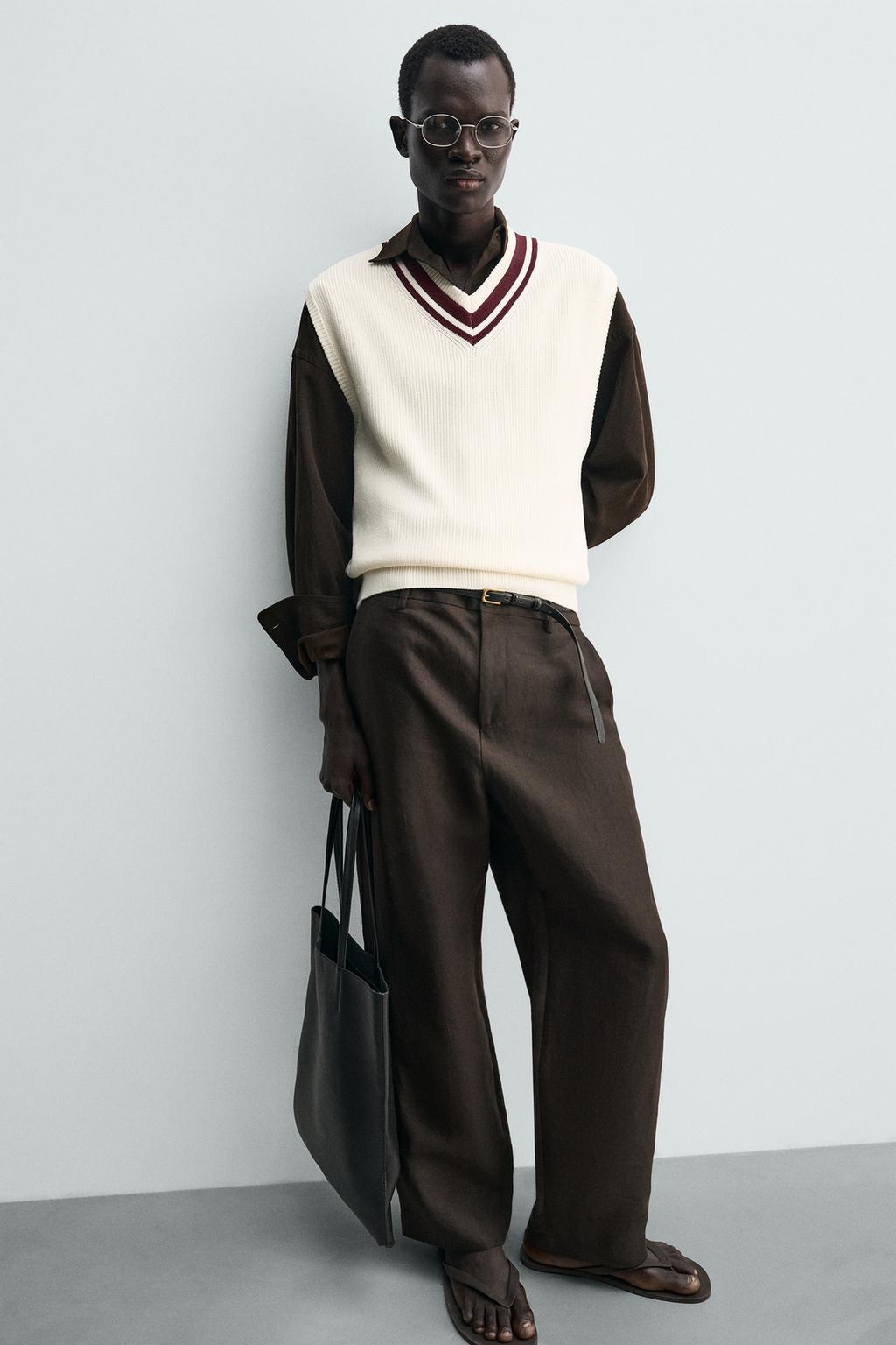 ВЯЗАНЫЙ ЖИЛЕТ В РУБЧИК