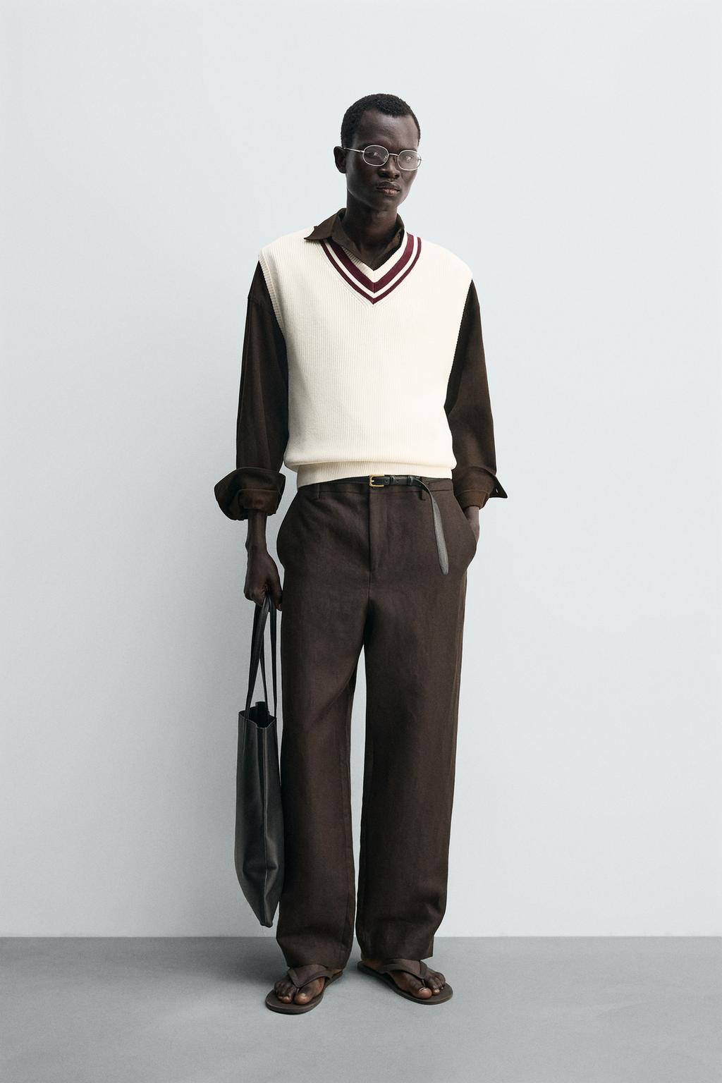 ВЯЗАНЫЙ ЖИЛЕТ В РУБЧИК