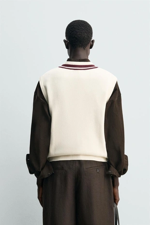 Вязаный жилет в рубчик- Заказать в России