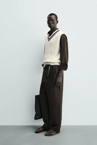 Вязаный жилет в рубчик- Заказать в России