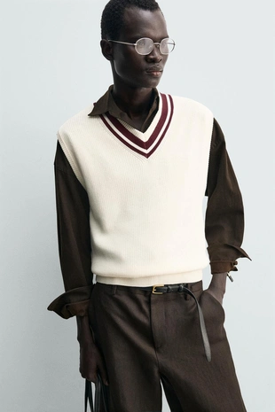 Вязаный жилет в рубчик- Заказать в России