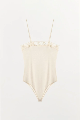 Боди из тонкого трикотажа с кружевом- Заказать в России