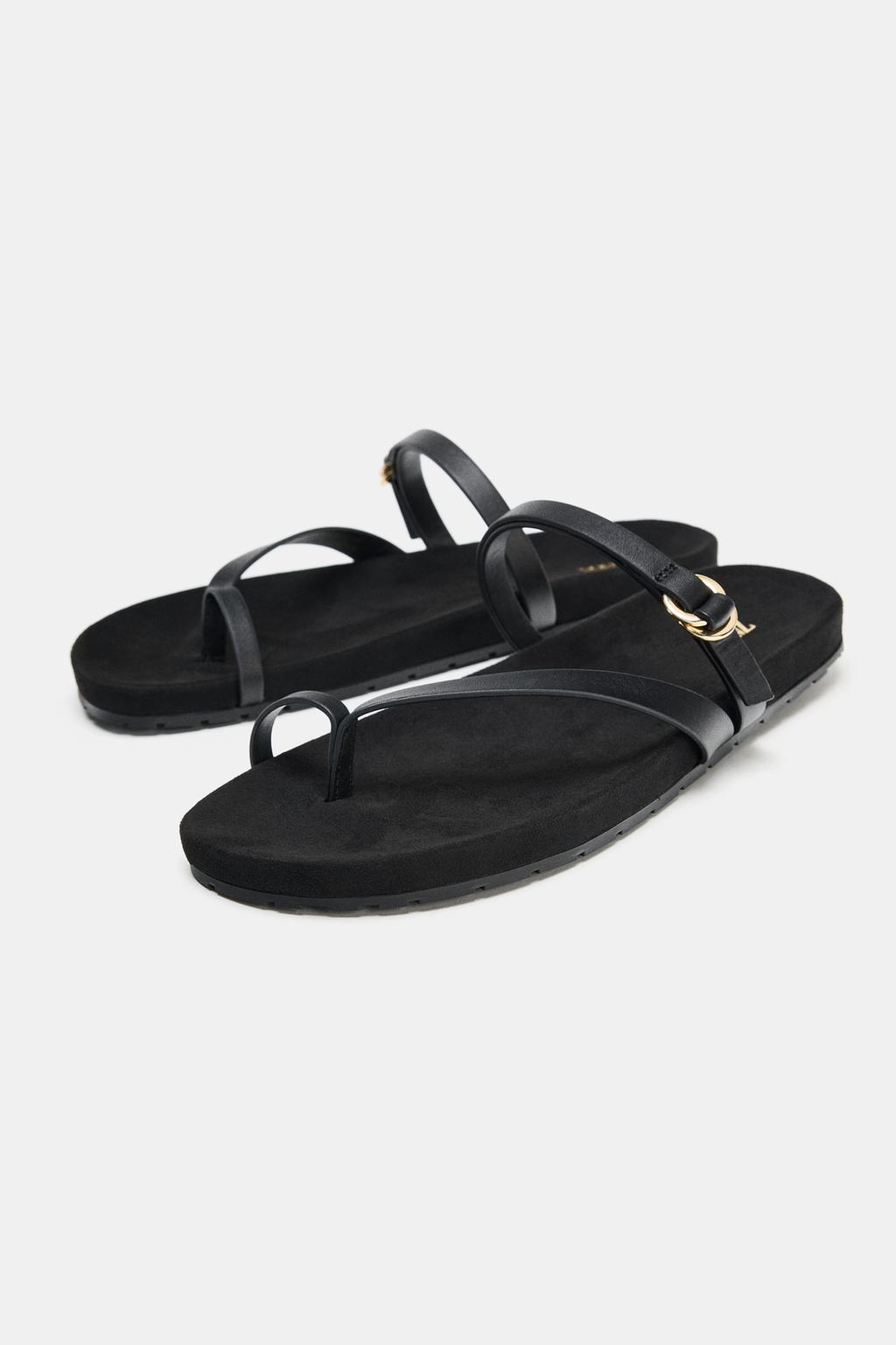 САНДАЛИИ НА ПЛОСКОЙ ПОДОШВЕ С РЕМЕШКАМИ ИЗ КОЖИ