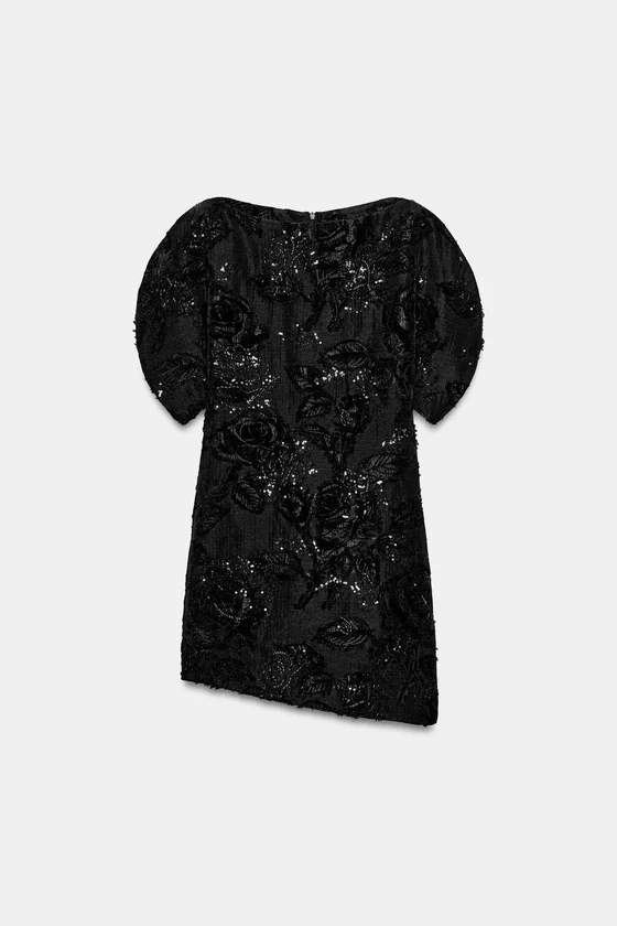 КОРОТКОЕ ПЛАТЬЕ С ВЫШИВКОЙ И БУСИНАМИ — коллекция Zara «ZW»