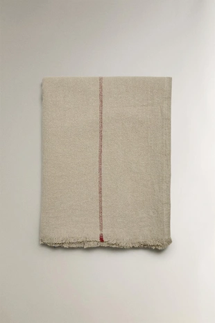 Плед из льна с полосатым узором- Заказать в России