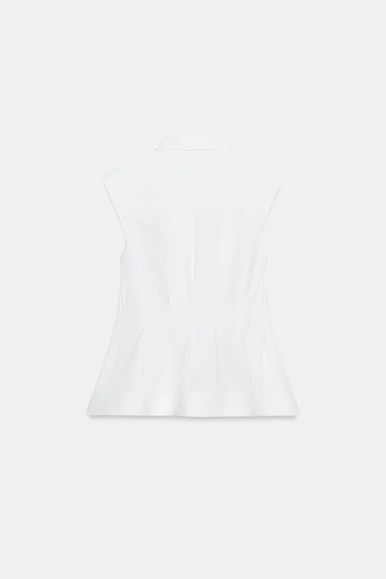 РУБАШКА СО СКЛАДКАМИ И ПРОЙМАМИ — коллекция Zara «ZW»