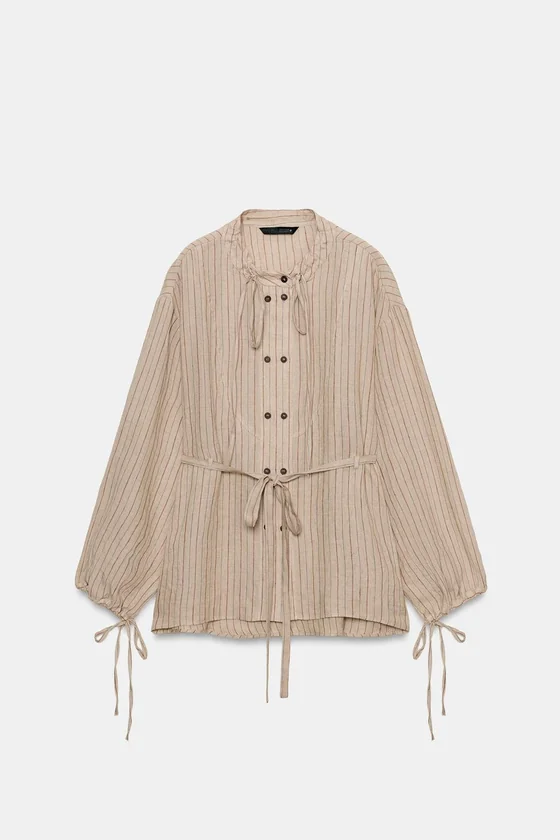 РУБАШКА В ПОЛОСКУ ИЗ ЛЬНА — коллекция Zara «ZW»