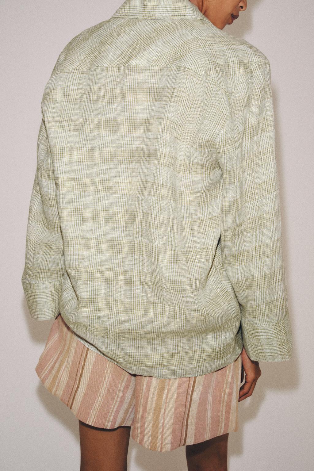 РУБАШКА ИЗ ЛЬНА В КЛЕТКУ — ZW COLLECTION