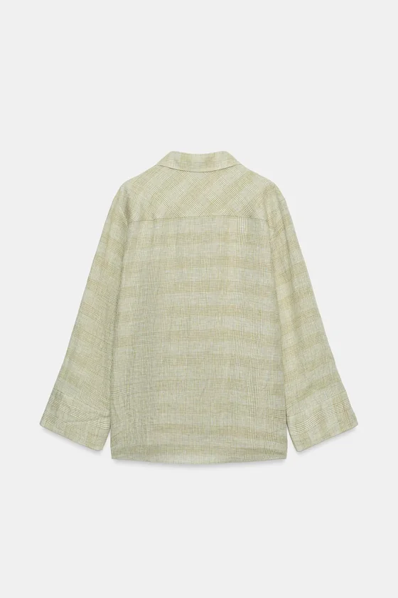 РУБАШКА ИЗ ЛЬНА В КЛЕТКУ — коллекция Zara «ZW»