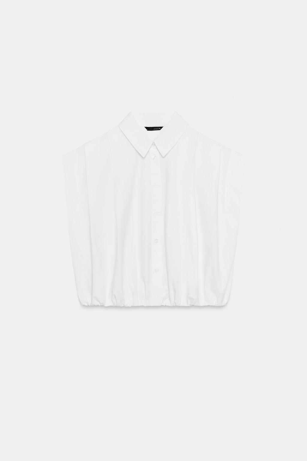 УКОРОЧЕННАЯ РУБАШКА С РУКАВАМИ-БУФФАМИ