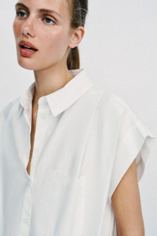 Укороченная рубашка с рукавами-буффами