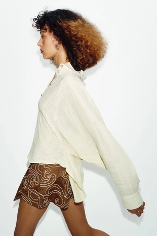 Рубашка с блестящей нитью- Заказать в России